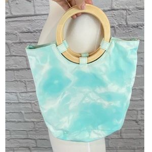 Reverse Tie Dyed Canvas Wooden Handle Bag/Purse